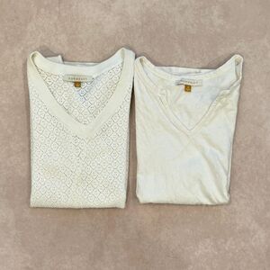 2 DownEast Cream tops- size medium & large